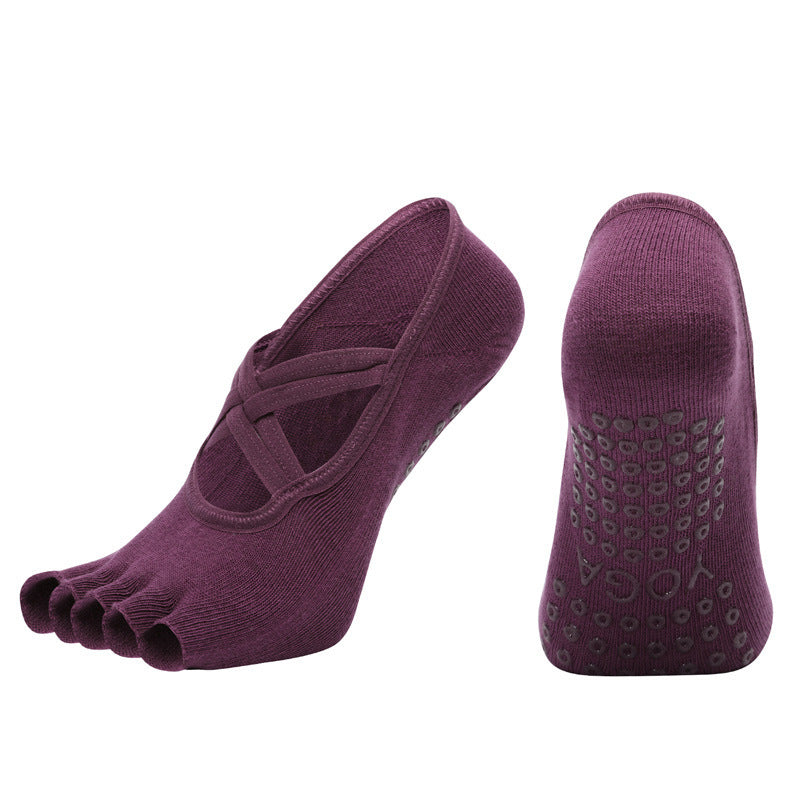 Cross-border Women's Non-slip Five-finger Yoga Socks Live Broadcast Body Dance Aerobics Pilates Fitness Sports Socks - Sophinity