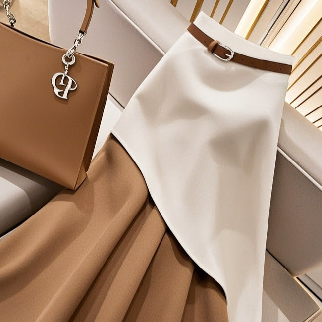 Women's Winter Brown Contrast Skirt - Sophinity
