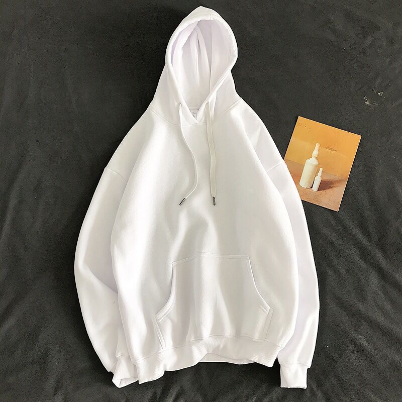 Pure color hooded plus fleece sweater Loose casual sweater - Sophinity