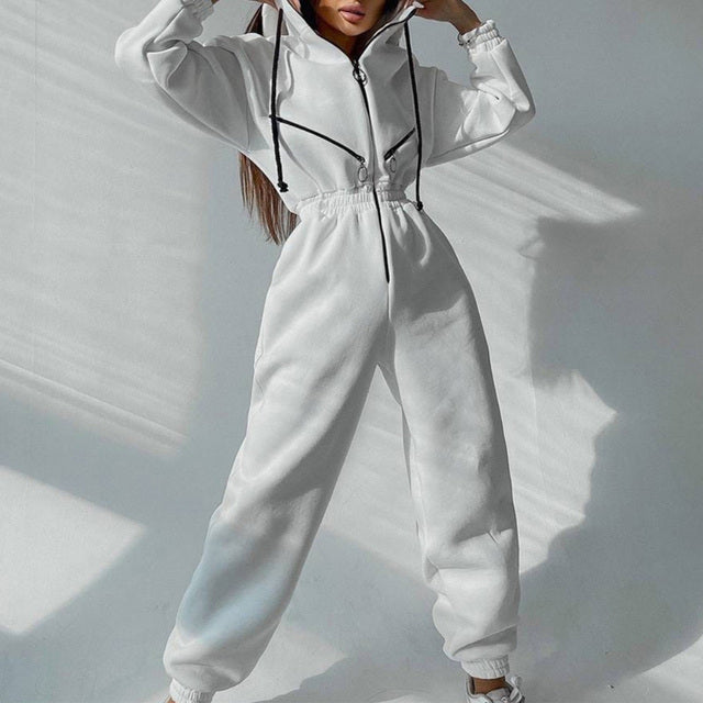 Casual Women Basic Hoodie Two Piece Sets Zipper Drawstring - Sophinity