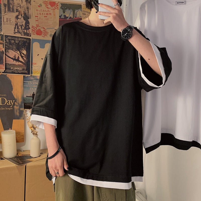 Short Sleeve Loose Lovers Wild Round Neck Half Sleeve Top - Sophinity