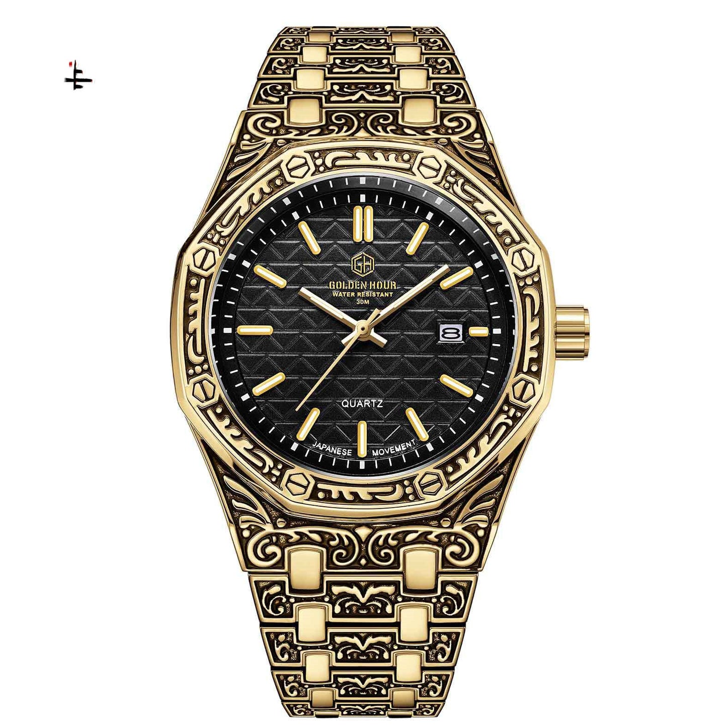 Spiral Crown Round Mechanical Men's Black Casual Watch - Sophinity