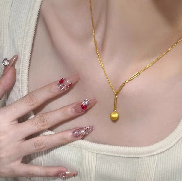 Lucky Beads Necklace Women With Ball And Bing Collarbone - Sophinity