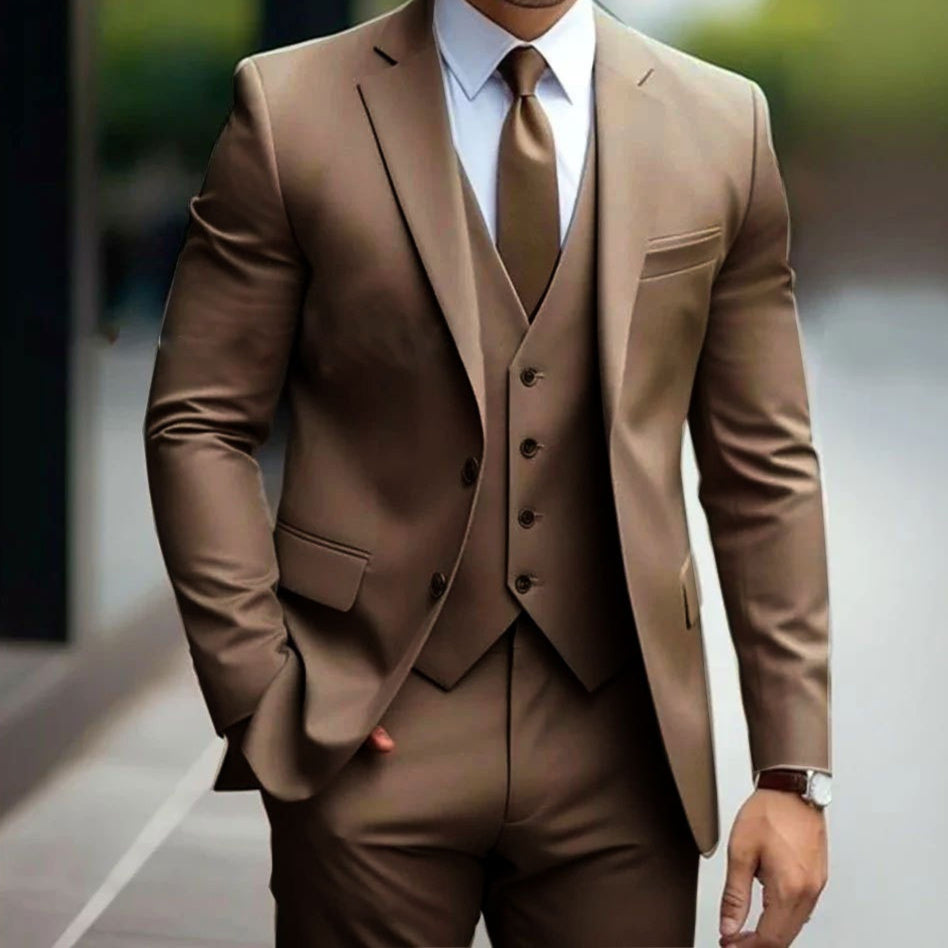 Business Casual Men's Three-piece Suit For Bridegroom Men's Wedding - Sophinity