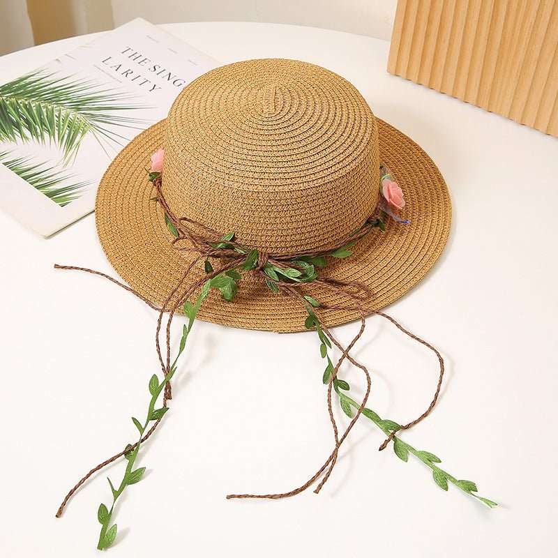 Women's Flat Straw Hat Sun Protection Hat Sun - proof Western Style Beach Hat - Sophinity