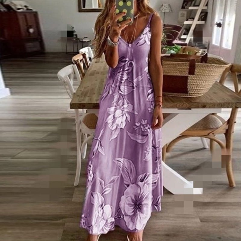Summer Sexy Low - cut Floral Sling Dress - Sophinity