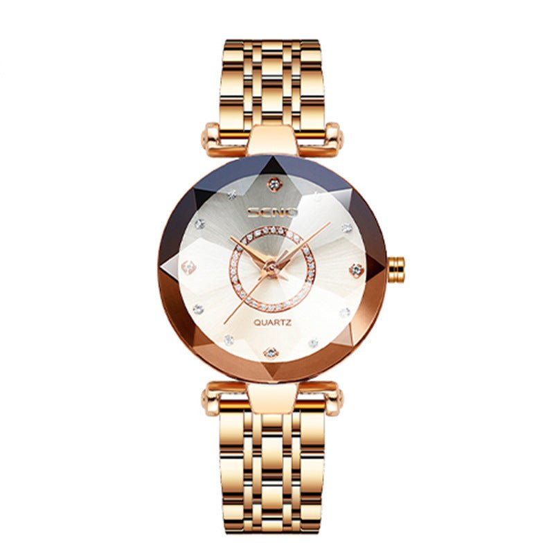 Polygonal Glass Solid Stainless Steel Strap Women's Waterproof Watch - Sophinity