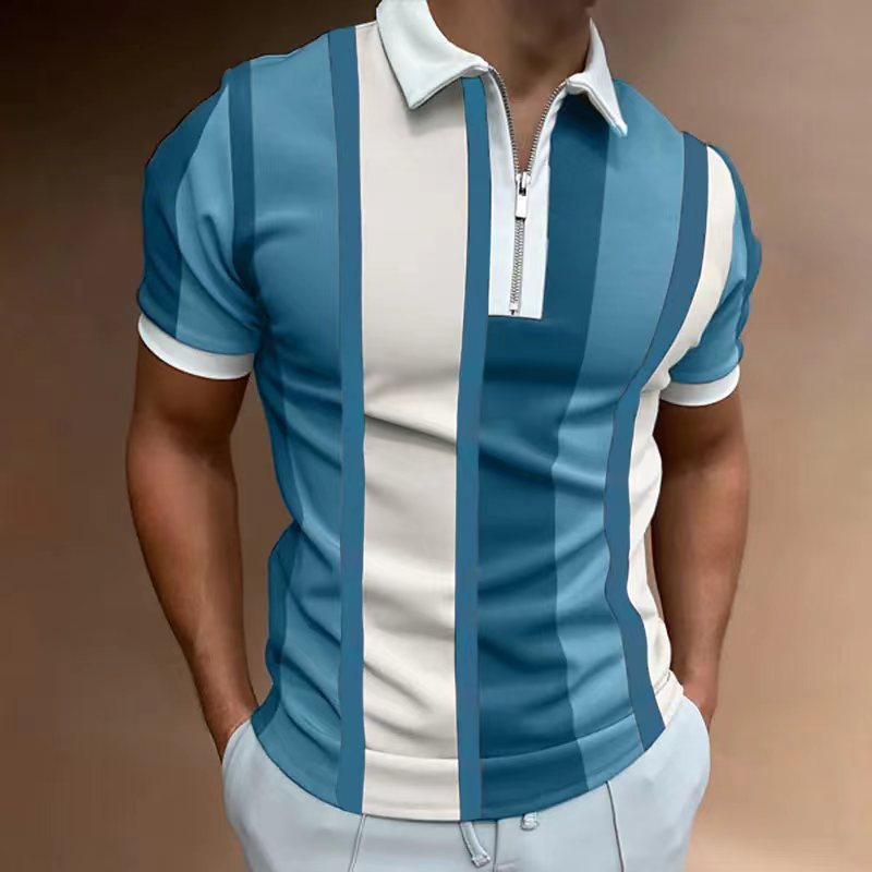 Men's Striped Short - sleeved Polo Shirt Slim Lapel - Sophinity