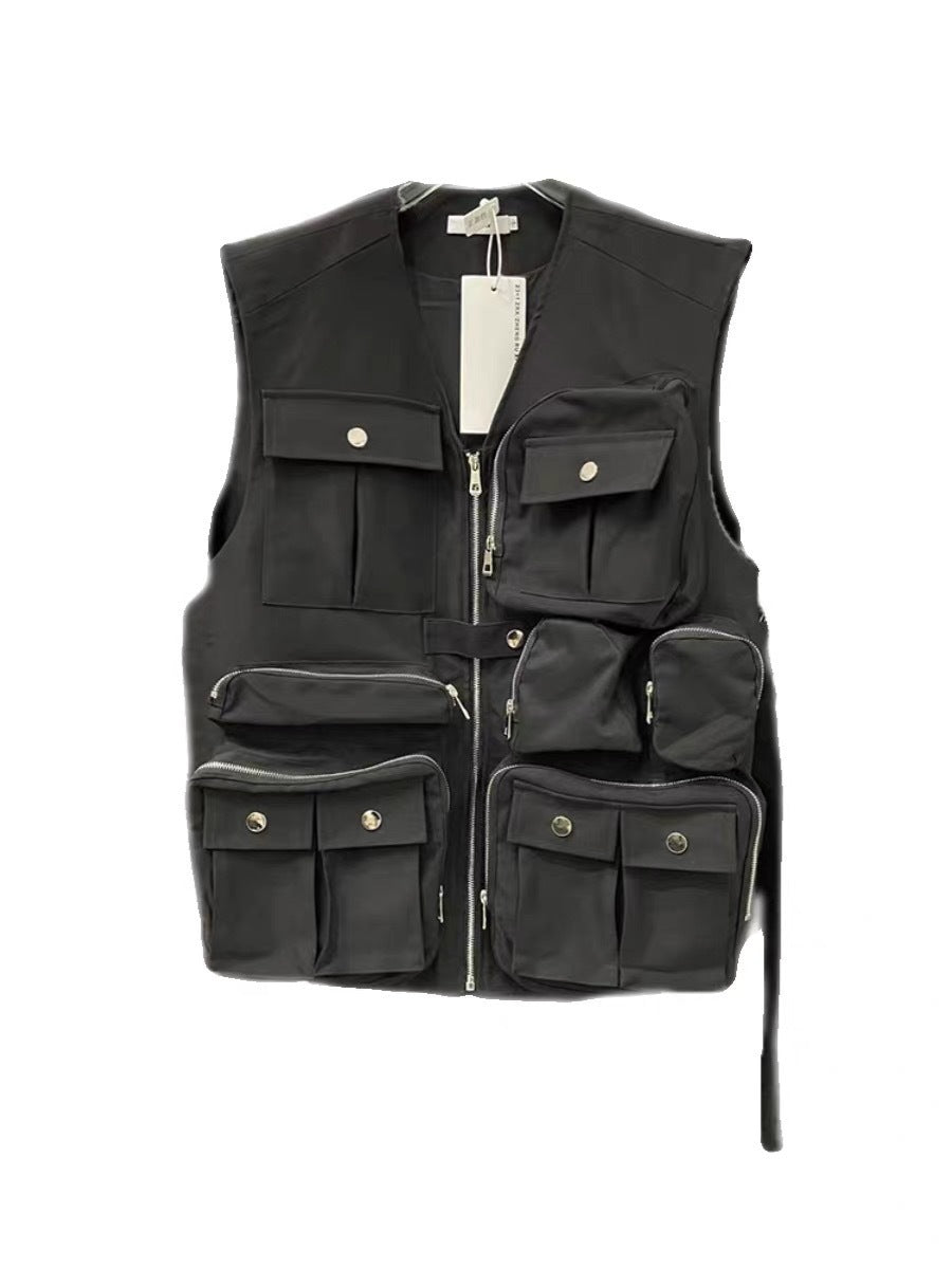 American Street Multi-pocket Mechanical Style Vest Coat