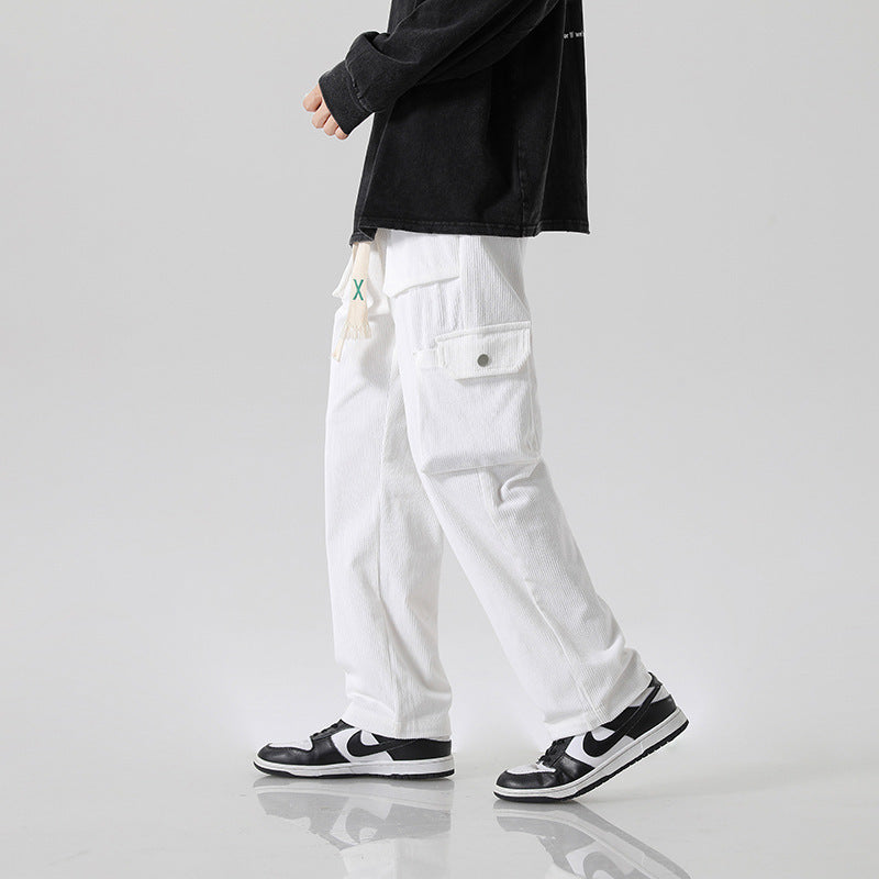 Men's Loose All-matching Corduroy Multi-pocket Straight Cargo Pants - Sophinity