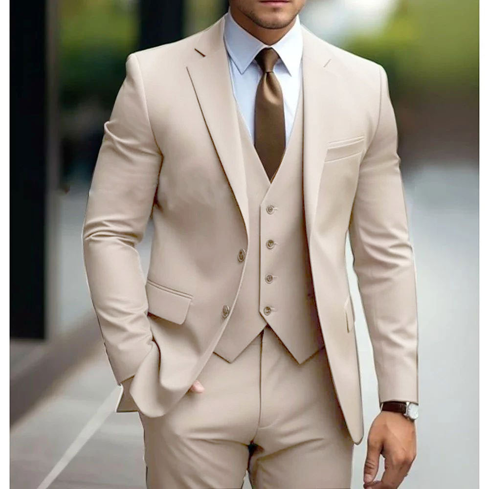 Business Casual Men's Three-piece Suit For Bridegroom Men's Wedding - Sophinity