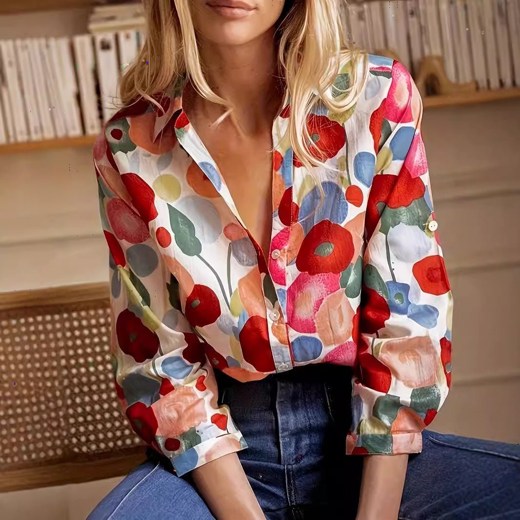 3D Digital Printing Long Sleeve Shirt Floral Top Gorgeous - Sophinity