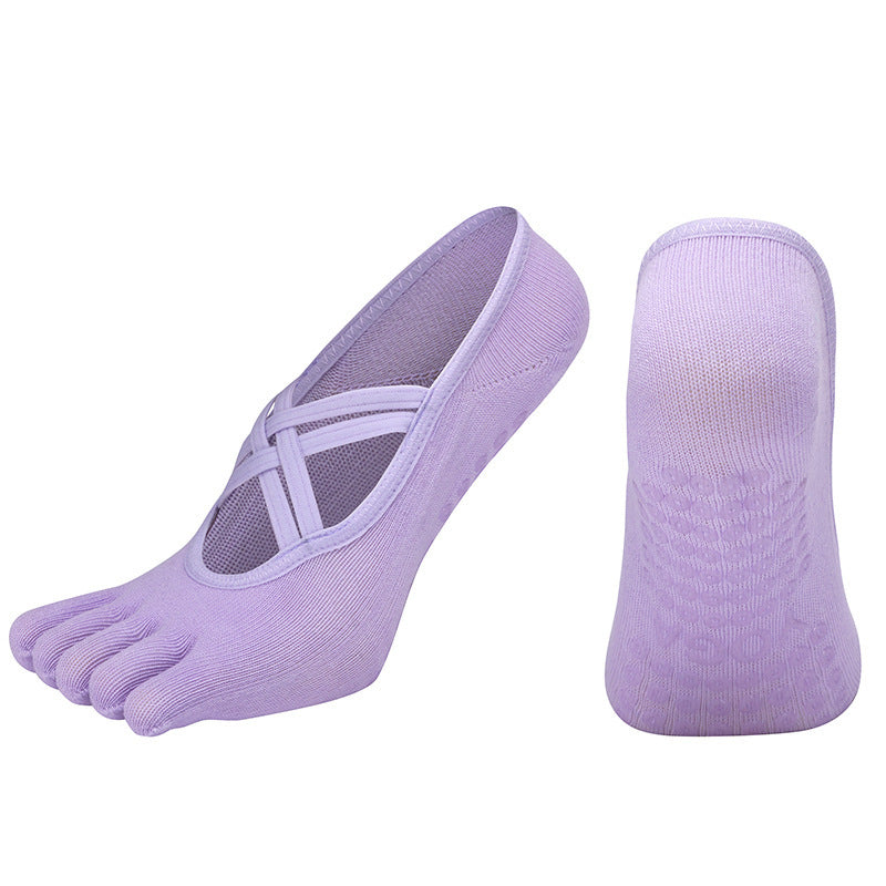 Cross-border Women's Non-slip Five-finger Yoga Socks Live Broadcast Body Dance Aerobics Pilates Fitness Sports Socks - Sophinity