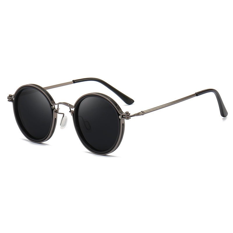Sunscreen Retro Style Round Frame Metal Sunglasses - Sophinity
