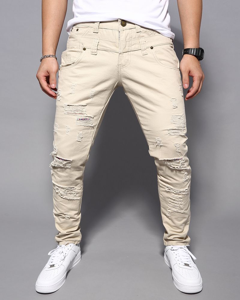 Casual Double Waist Ripped Casual Cargo Trousers - Sophinity