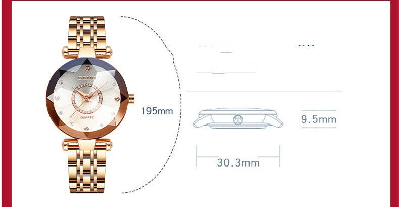 Polygonal Glass Solid Stainless Steel Strap Women's Waterproof Watch - Sophinity