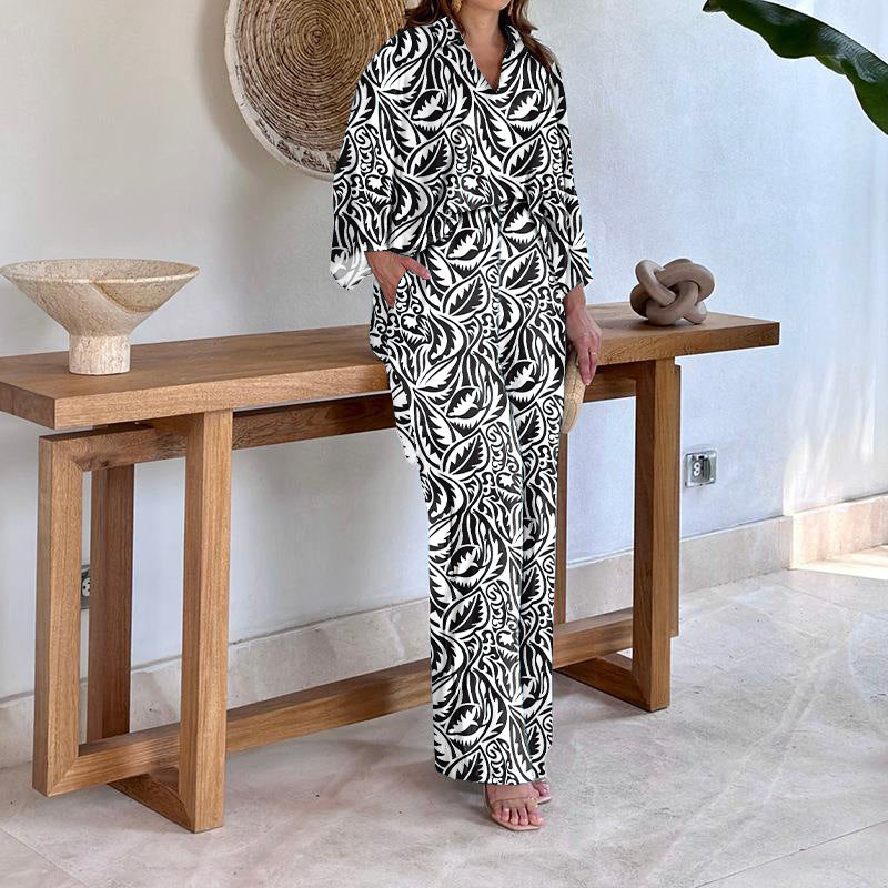 Batwing Sleeve Printed Two-piece Suit Suit Women - Sophinity
