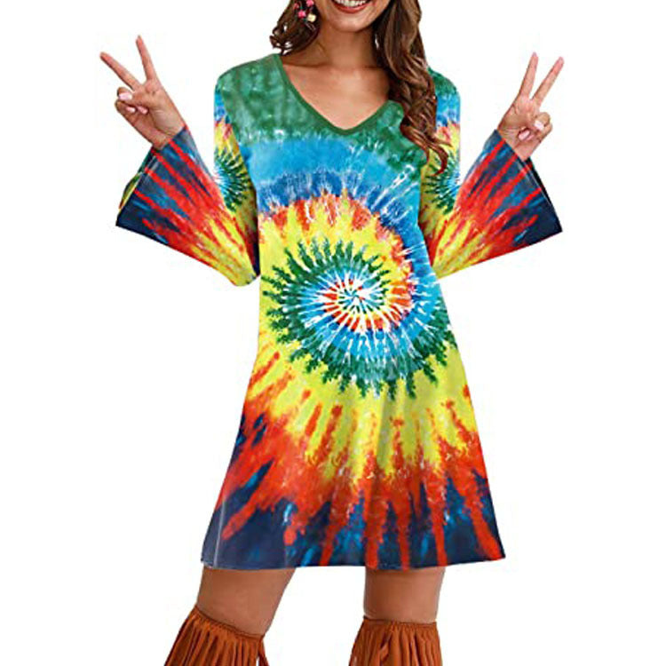 Hippie Clothing Print Dress Women - Sophinity