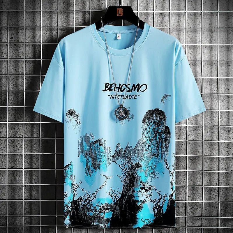 Short Sleeve Men's Ink Painting Graffiti T-shirt Sports Breathable - Sophinity