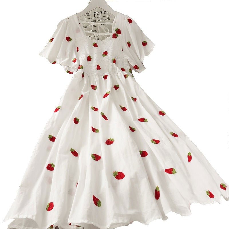 Women's Fashion Sweet Fruit Printed A - Line Dress - Sophinity