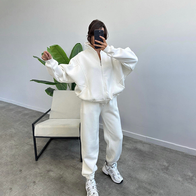 Sports Suits With Pockets Stand-up Collar Zipper Cardigan And Drawstring Trousers Fashion Jogger Set Outfits Tracksuits Women's Clothing - Sophinity