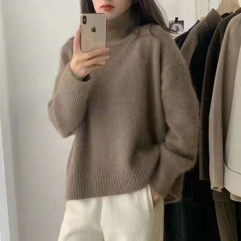 New Winter Wear Thick Soft Glutinous Loose High Collar Knitted Sweater For Women - Sophinity
