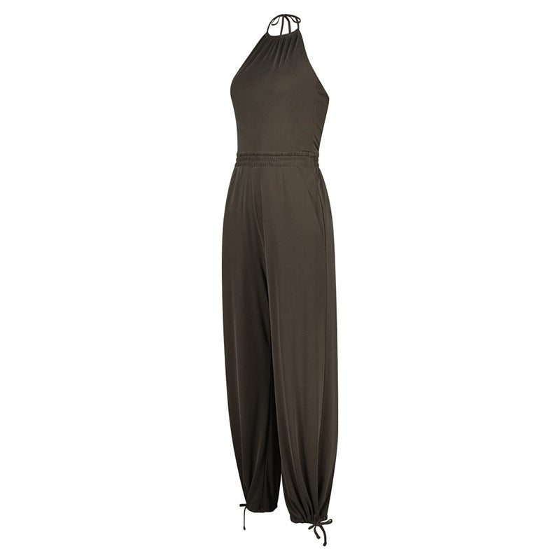 Women's Halter Beauty Back Fitness Jumpsuit - Sophinity