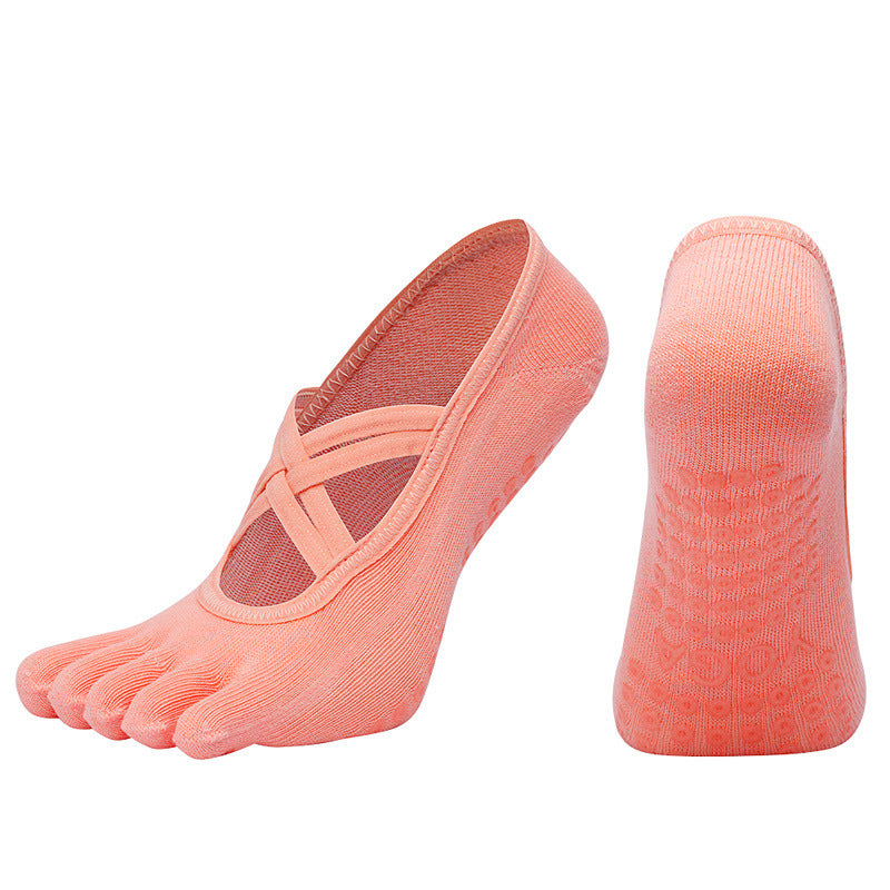 Cross-border Women's Non-slip Five-finger Yoga Socks Live Broadcast Body Dance Aerobics Pilates Fitness Sports Socks - Sophinity