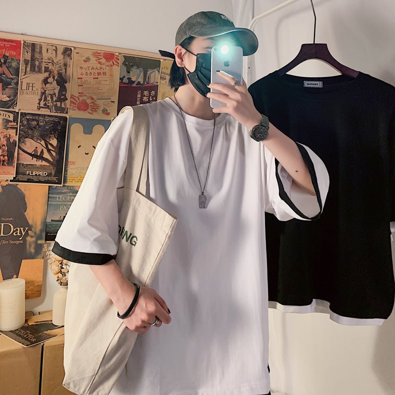 Short Sleeve Loose Lovers Wild Round Neck Half Sleeve Top - Sophinity