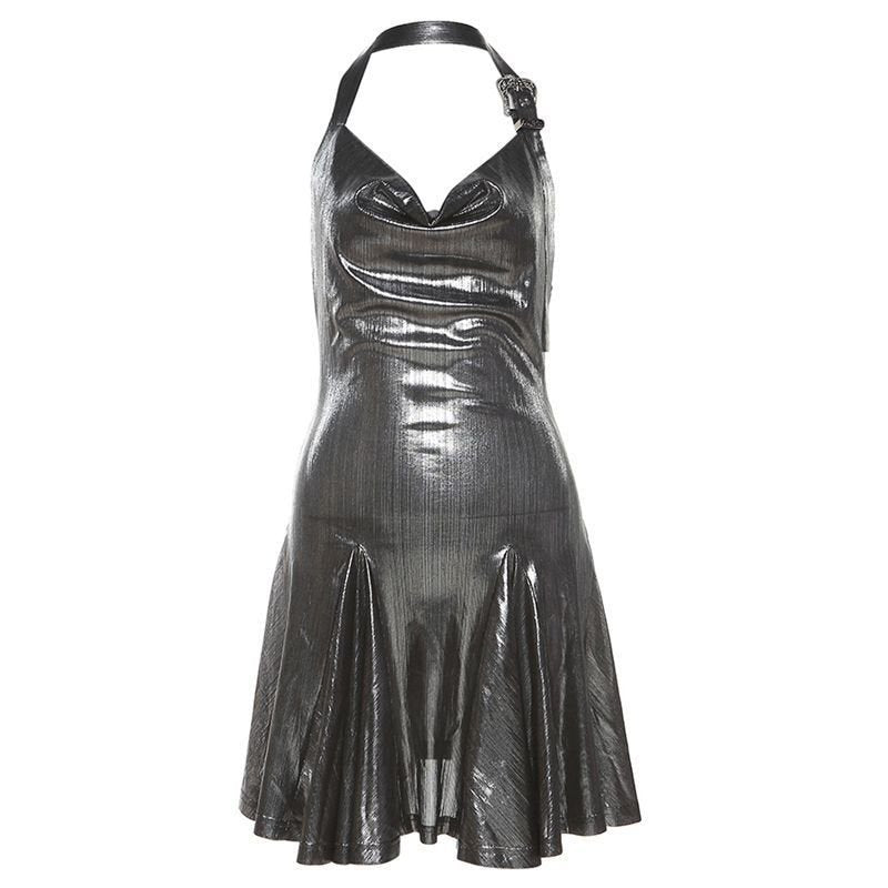 Waist - tight Slimming Halter Sleeveless Swing Collar Dress Women - Sophinity