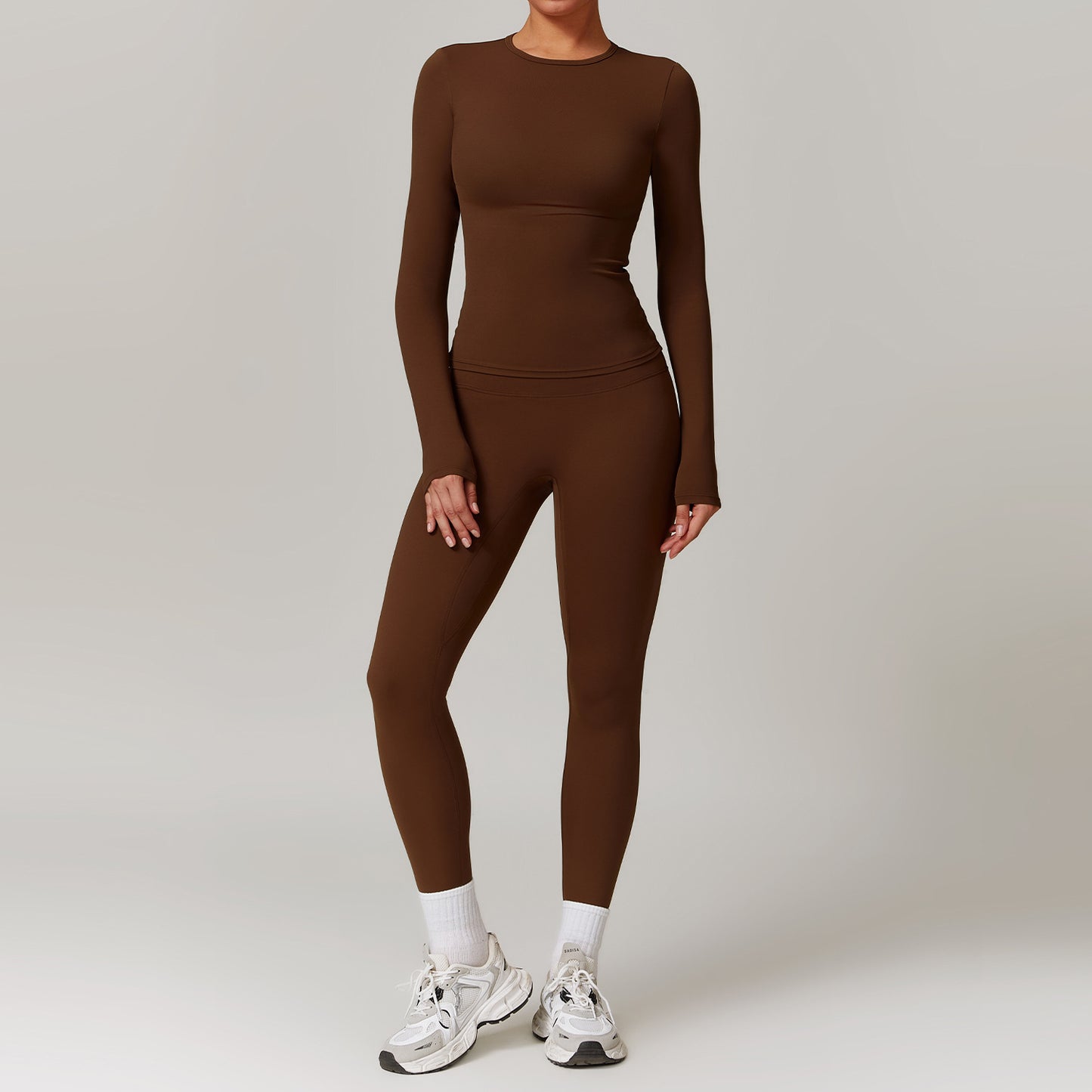 Tight-fitting Brushed Yoga Suit Quick-drying Fitness Clothes Fitness Long Sleeve Tracksuits Sports Suit Gym Top High Waist Leggings Women Sets Yoga Set - Sophinity