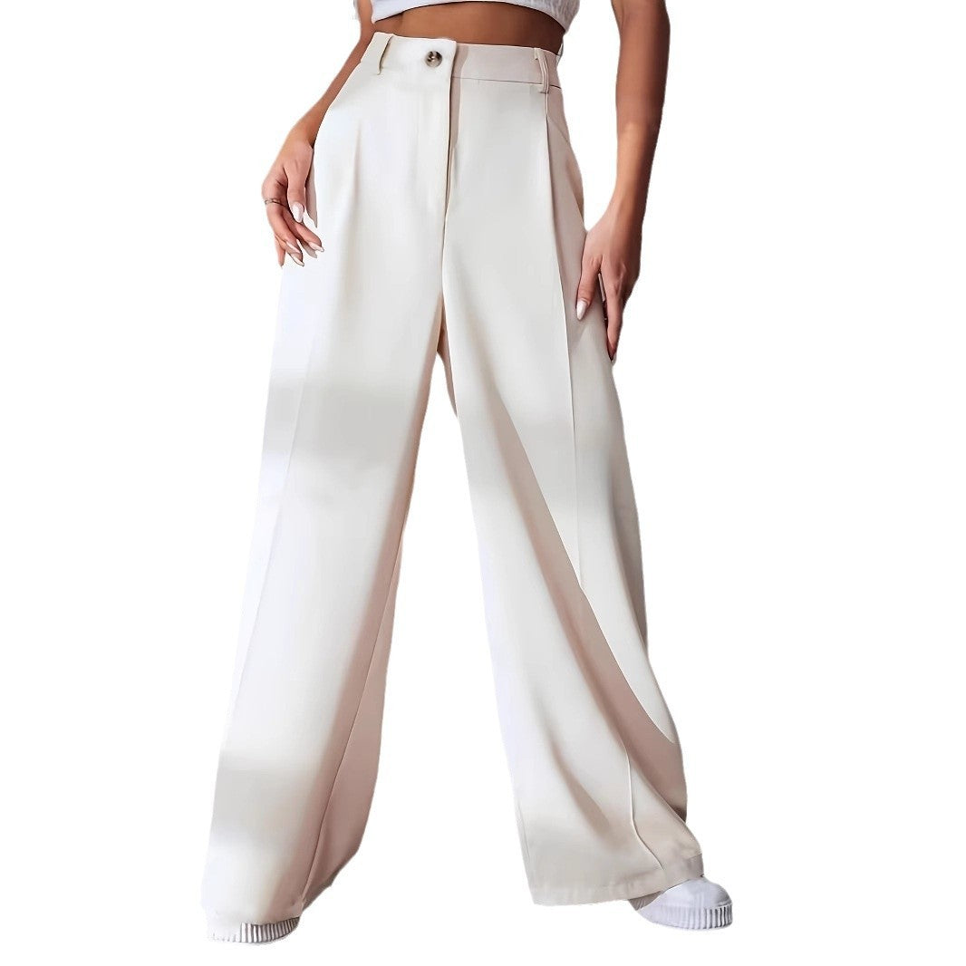 European And American New Women's Trousers Solid Color Casual Straight Pants - Sophinity