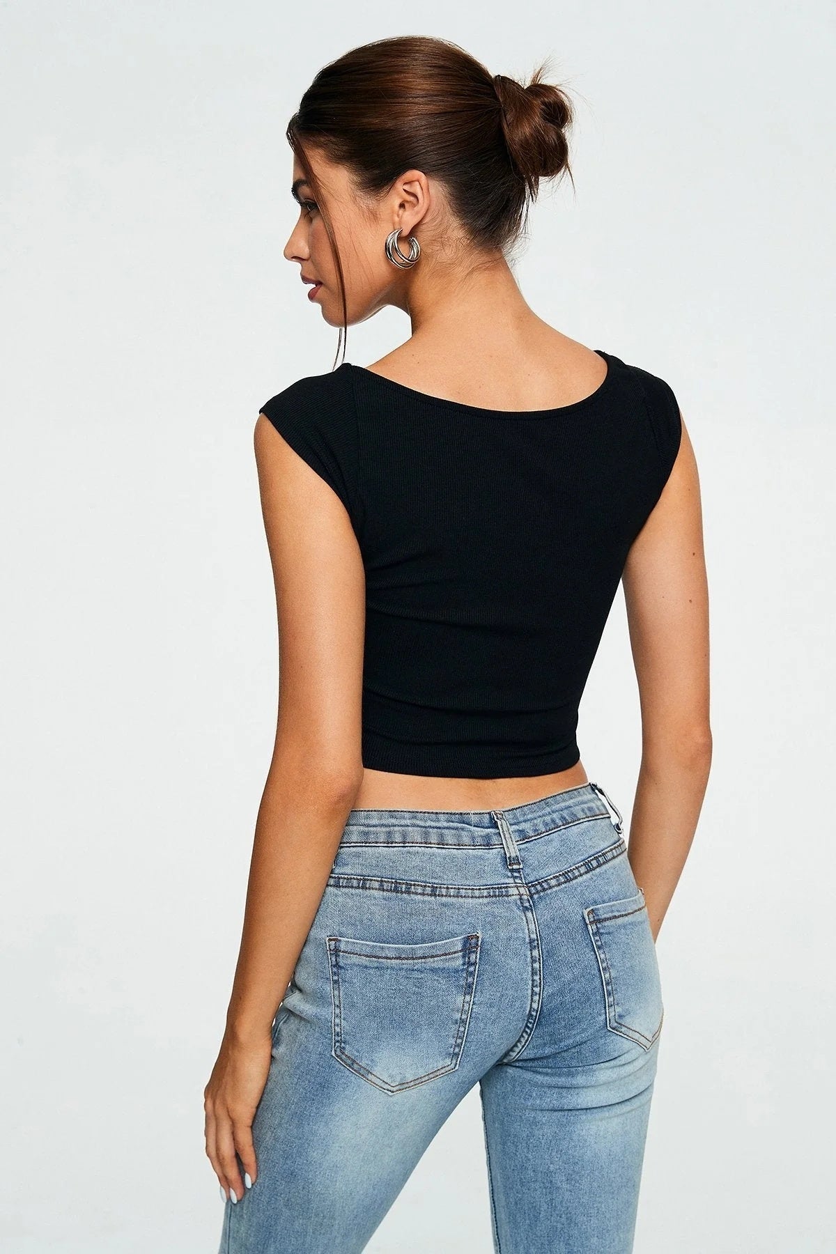 Crop Top Sweetheart Solid Ribbed Sleeveless - Sophinity