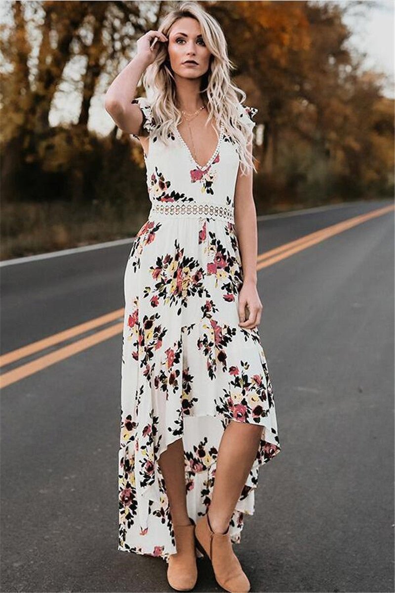 Sleeveless printing irregular dress - Sophinity