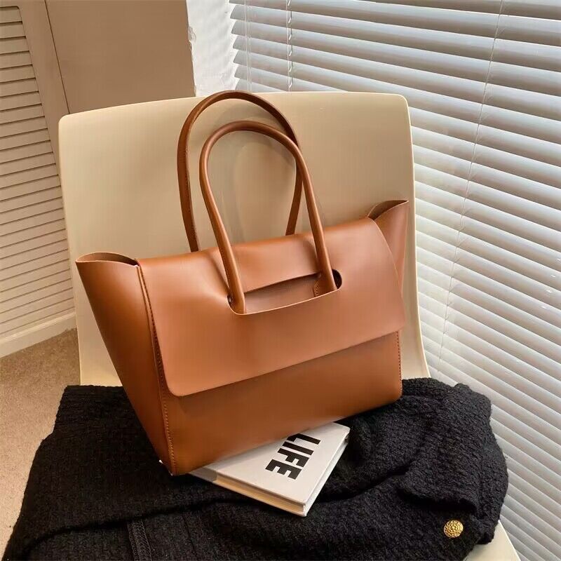 Fashion Women Shoulder Bags Large Capacity Handbags Simple Retro Tote Bags Solid Color Famous Brand High Quality Bags - Sophinity