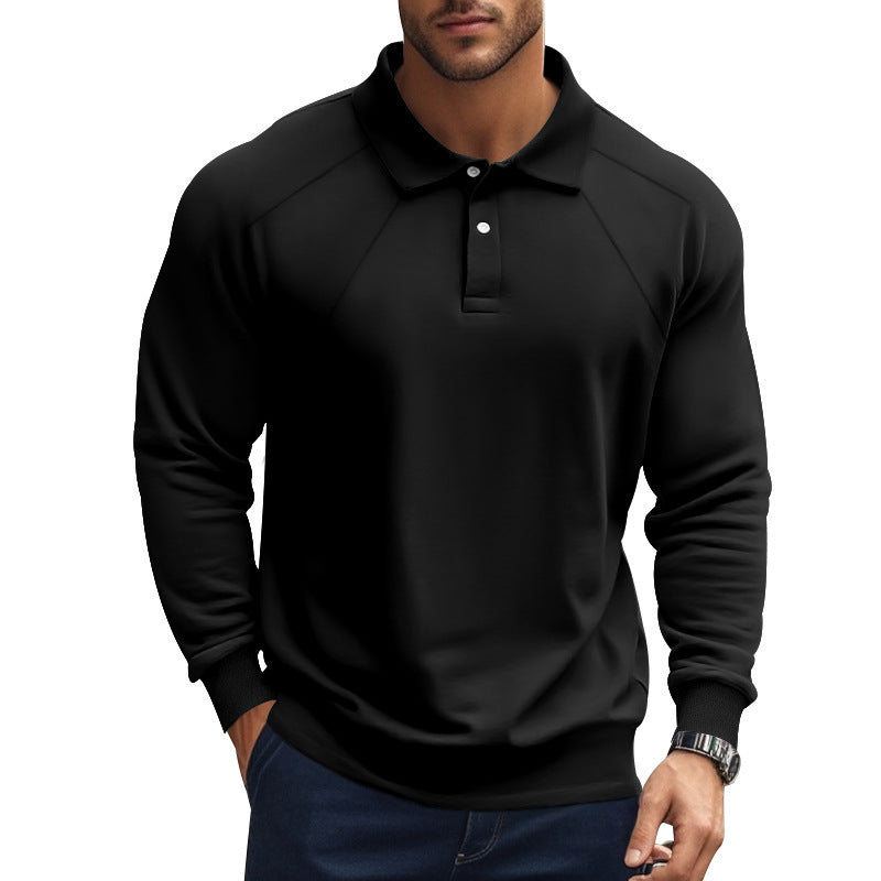 Spring And Autumn Polo Collar Solid Color Casual Bottoming American Polo Shirt Men - Sophinity