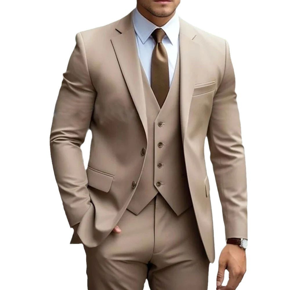 Business Casual Men's Three-piece Suit For Bridegroom Men's Wedding - Sophinity