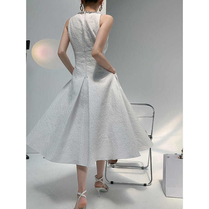 Women's White Temperament Goddess Long Dress Dress - Sophinity