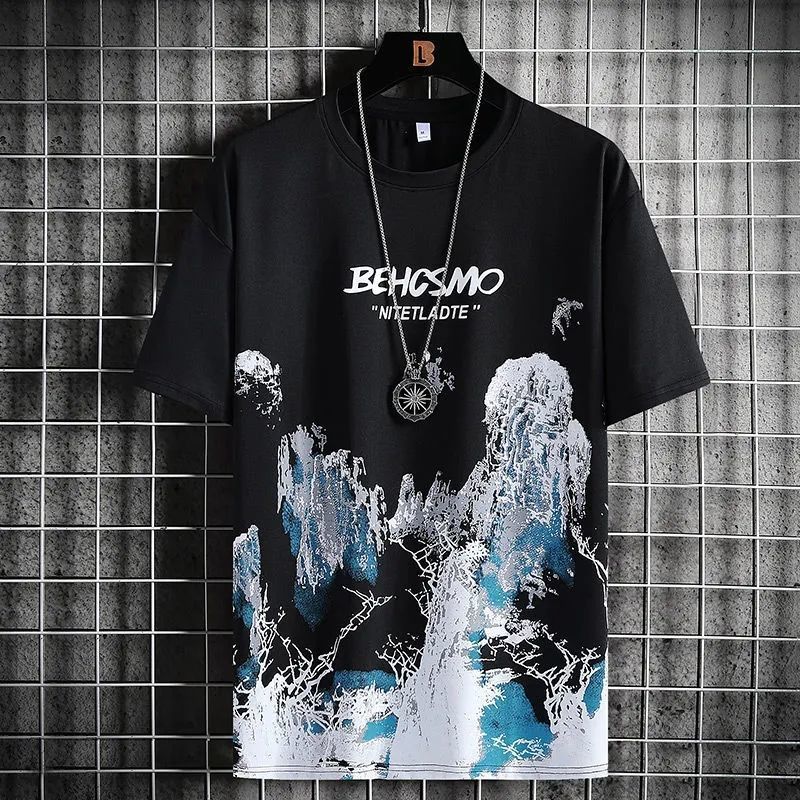 Short Sleeve Men's Ink Painting Graffiti T-shirt Sports Breathable - Sophinity
