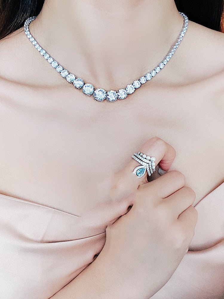 Moissanite 925 Sterling Silver Single Row Full Diamond Necklace For Women - Sophinity
