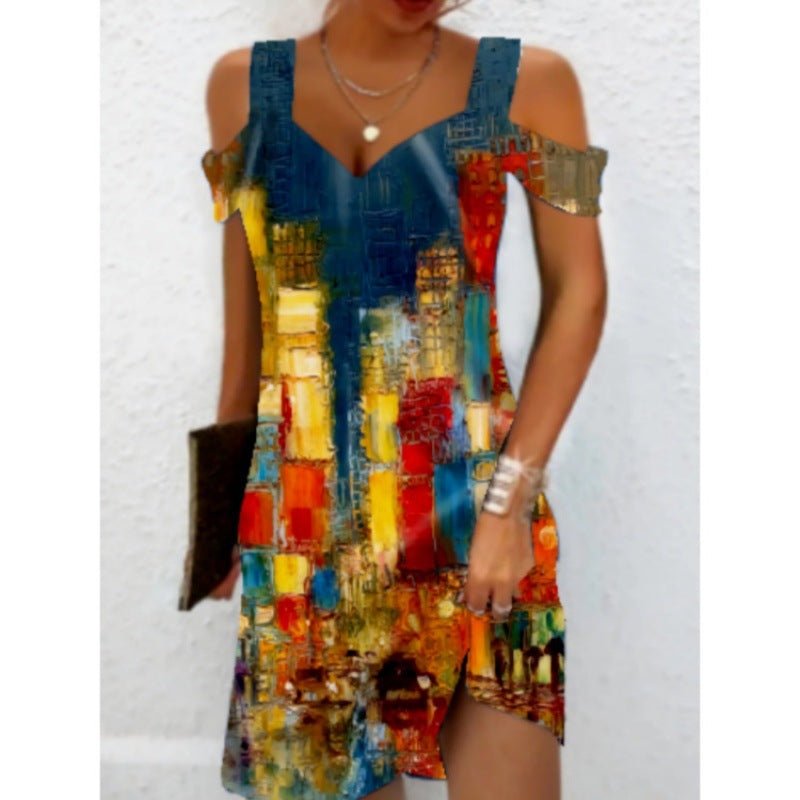 Cross - border European And American Women's Summer Foreign Trade New Printing Elegant Dress - Sophinity