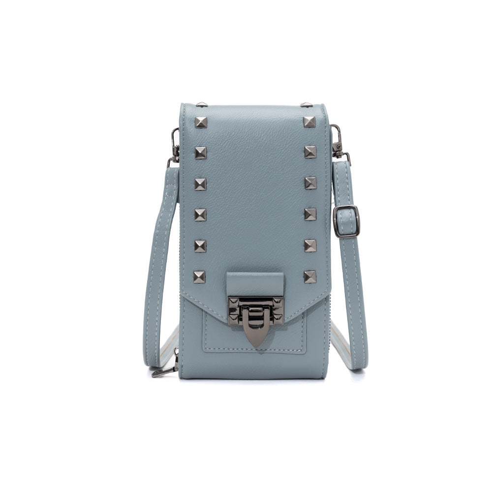 Rivet Design Shoulder Bags Mobile Phone Handbag Solid Color Crossbody Bags Women - Sophinity