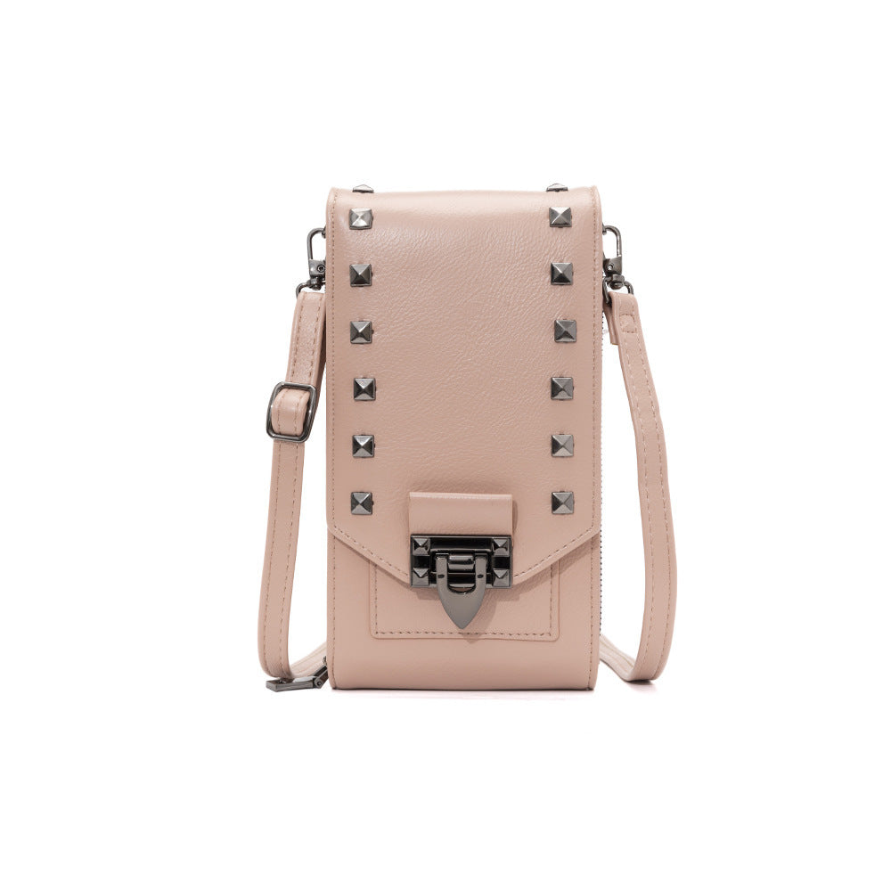 Rivet Design Shoulder Bags Mobile Phone Handbag Solid Color Crossbody Bags Women - Sophinity
