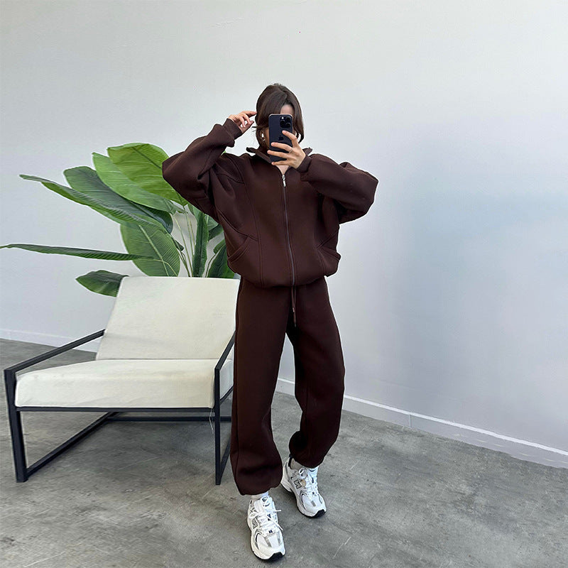 Sports Suits With Pockets Stand-up Collar Zipper Cardigan And Drawstring Trousers Fashion Jogger Set Outfits Tracksuits Women's Clothing - Sophinity