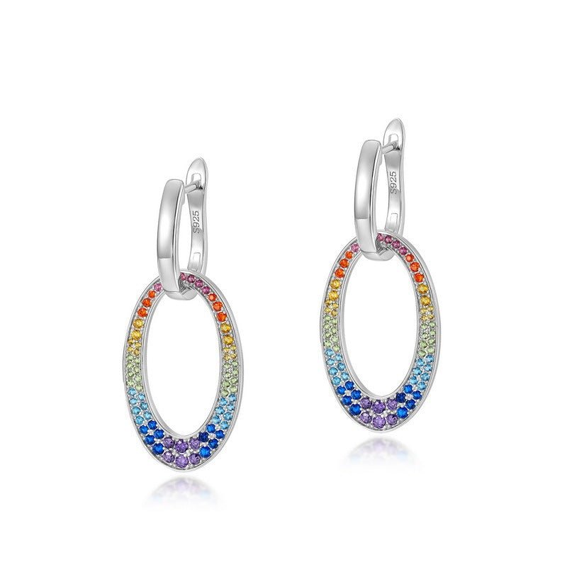 S925 Silver Rainbow Ear Ring Detachable Two - piece Vintage Zircon Earrings For Women - Sophinity