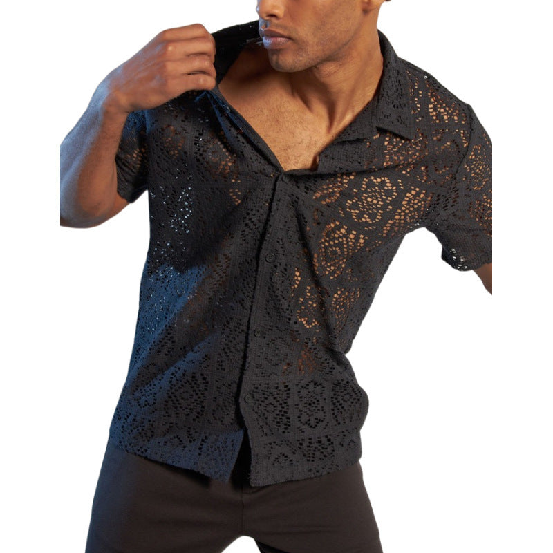 Cross Border Mesh Hollow Out Shirt - Sophinity