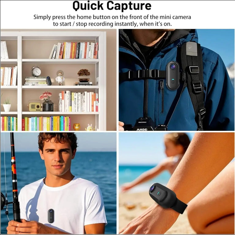 4K UHD & 1080P FHD Mini Body Camera 128GB POV Wearable Camcorder for Vlogging Security Sports | Portable Small Cam with Accessories, Black
