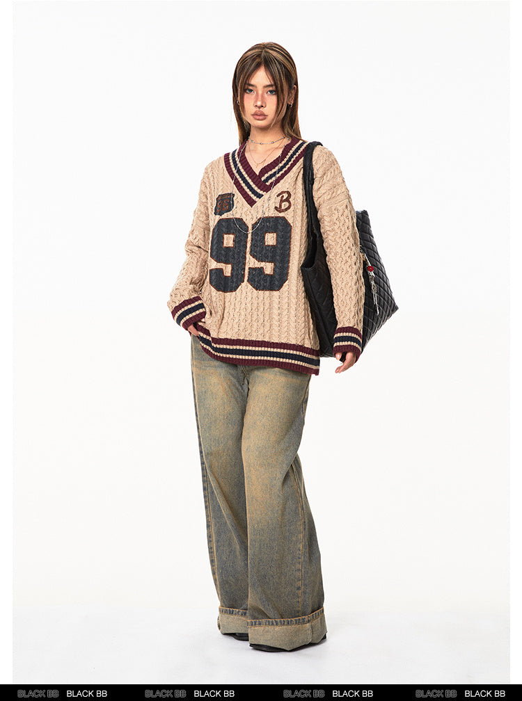 Jacquard Autumn And Winter Loose Idle Style Knitted Top - Sophinity
