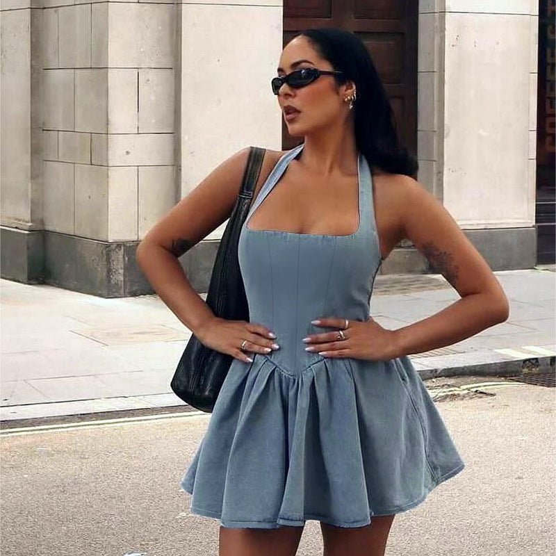 Sling Waist Denim Dress Backless Women - Sophinity