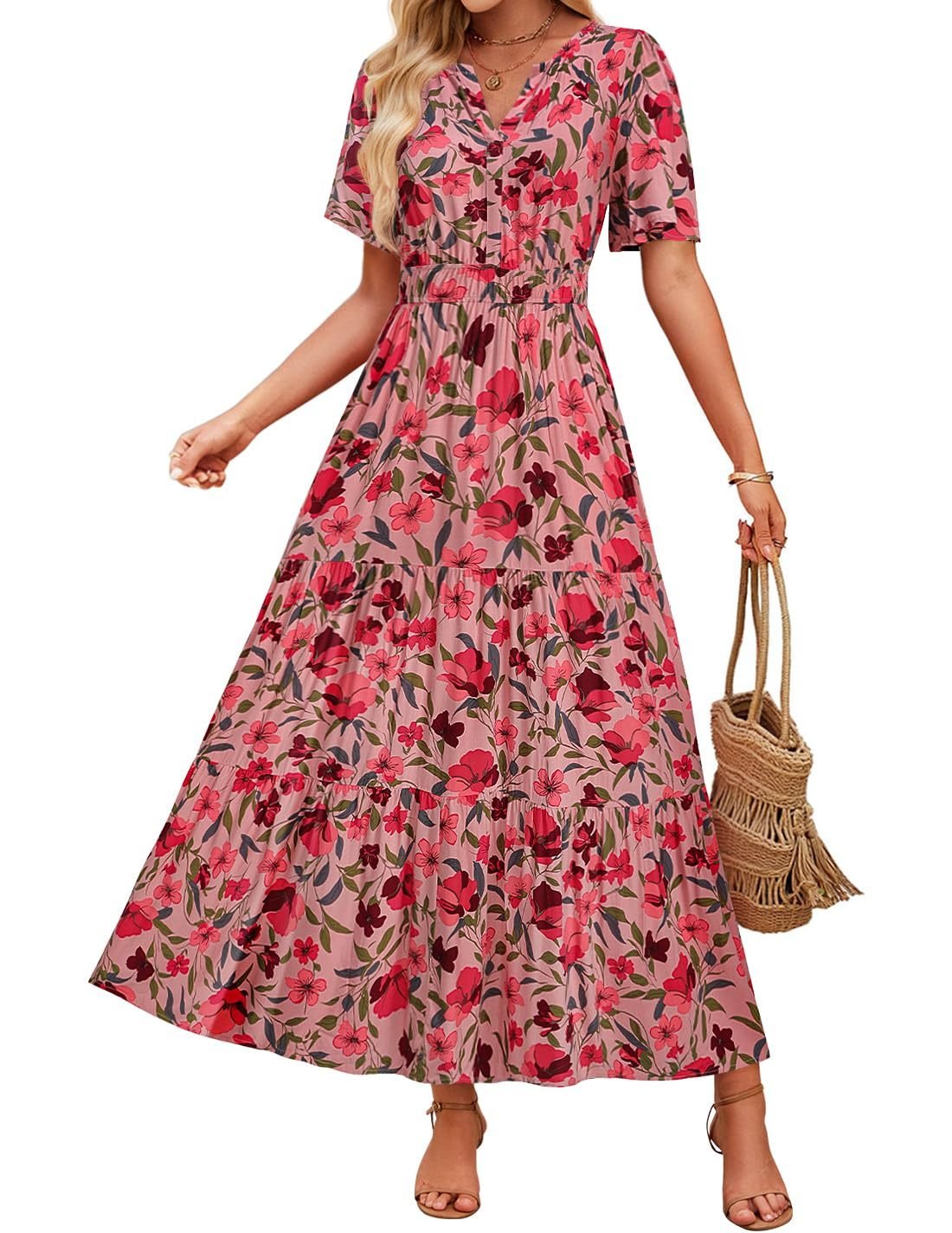 Summer Casual Floral Print Maxi Dress - Sophinity